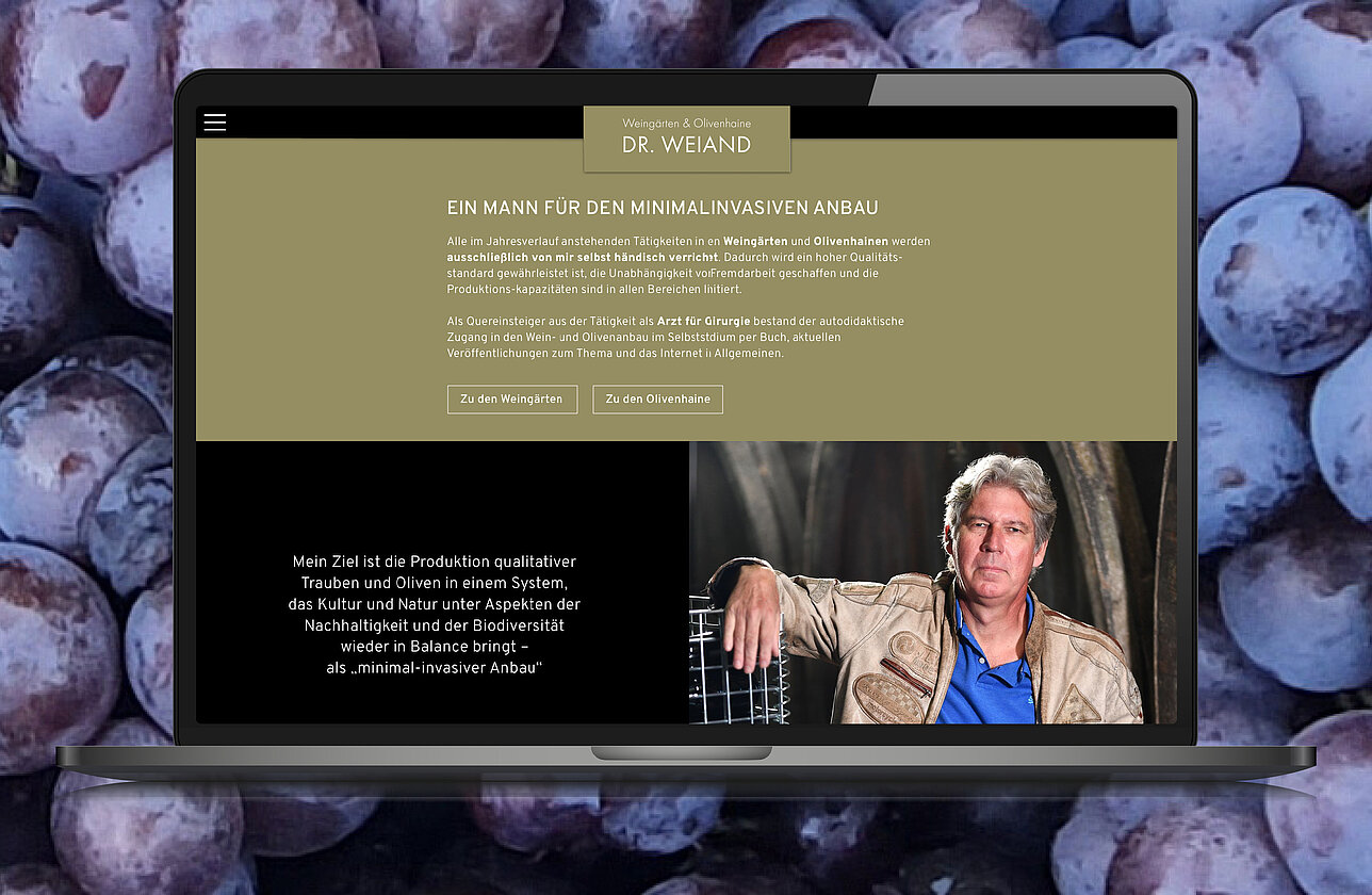 Weiand Weine Website auf dem Laptop