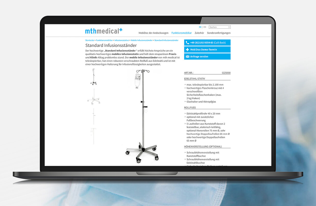 mth medical Website auf dem Laptop