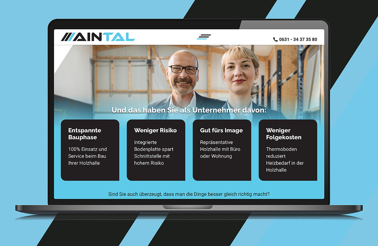 Aintal Startseite auf dem Tablet