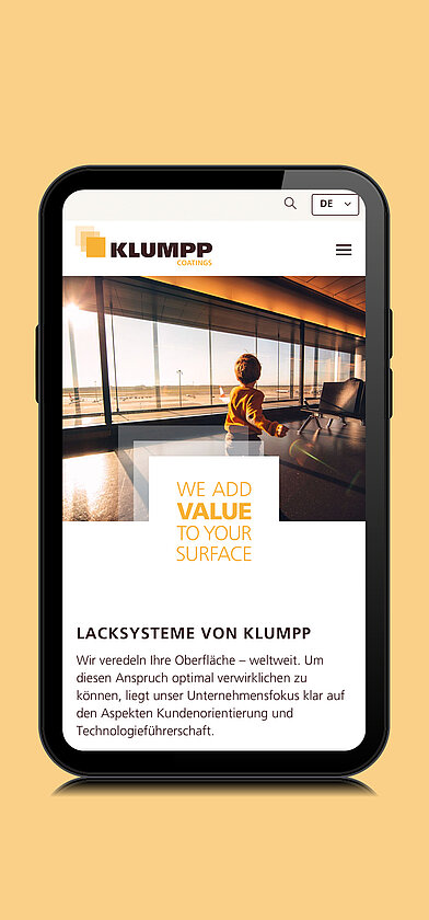 Klumpp Coatings Website Smartphone-Ansicht