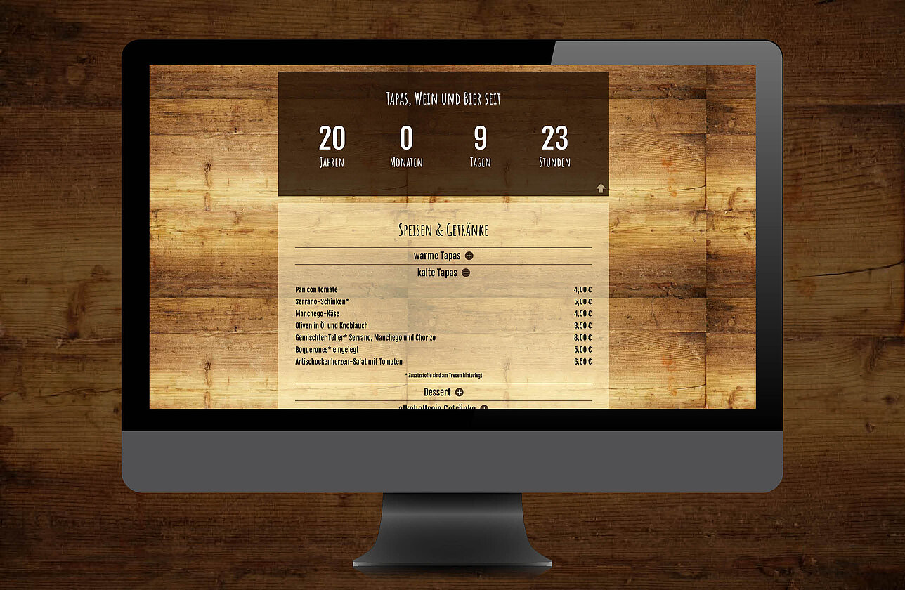 Cabaña Möchtegernspanier Website Desktop-Ansicht