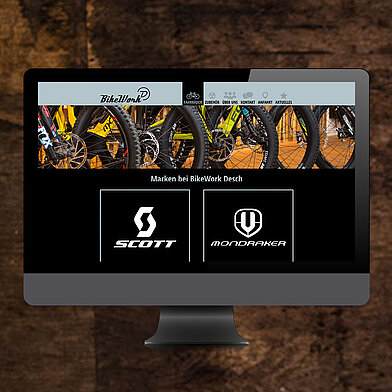 Bike Work Desch Website Fahrräder Desktop-Ansicht