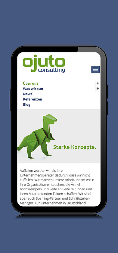 ojuto Website Smartphone-Ansicht