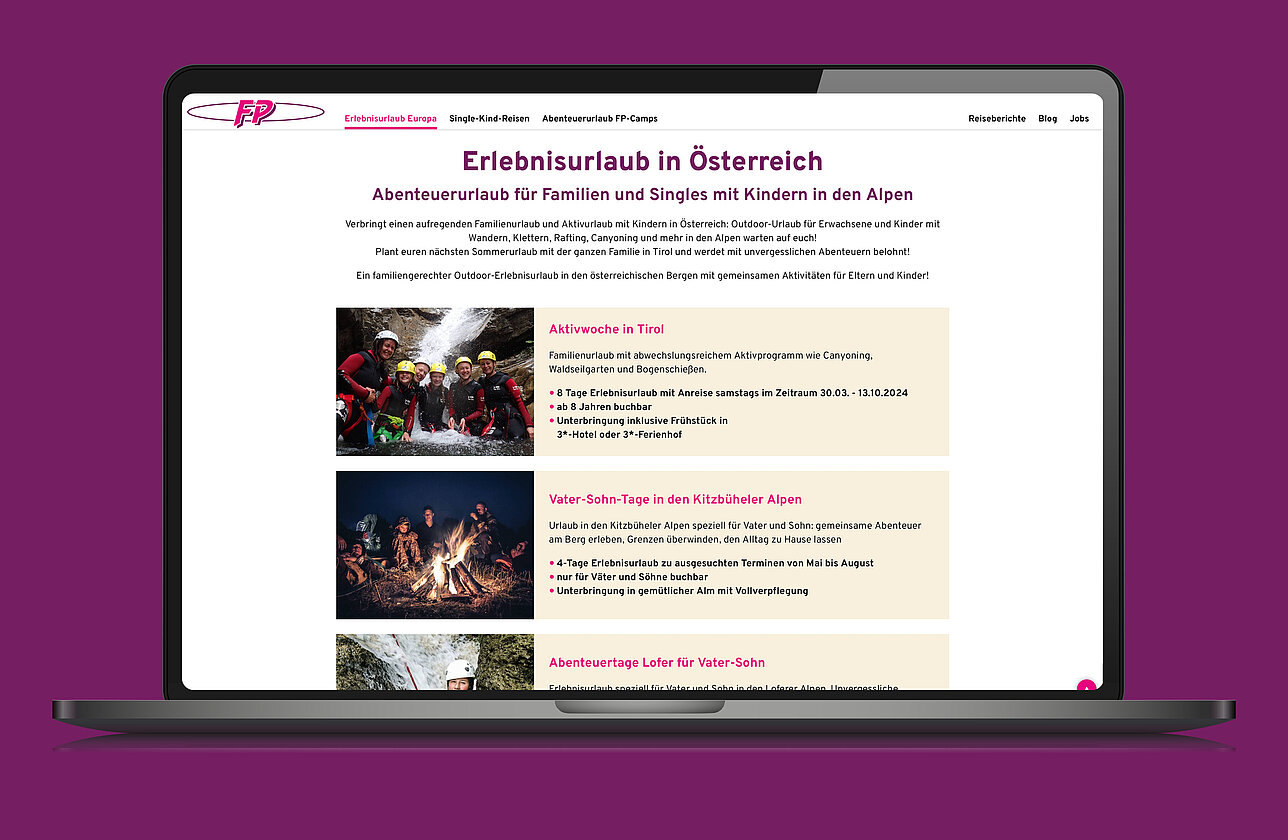 FP Website mit Angeboten