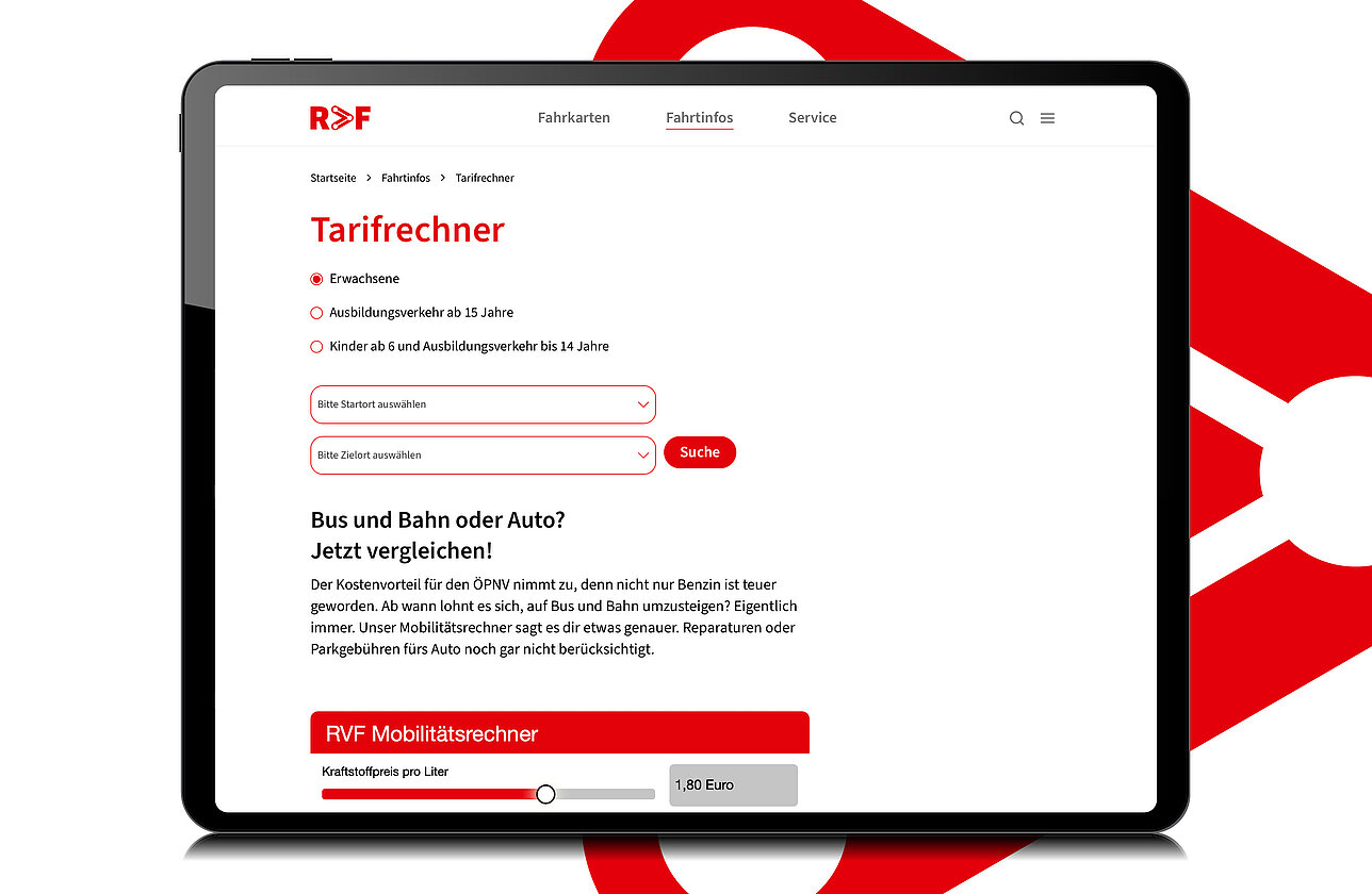 RVF Website auf dem Tablet PC