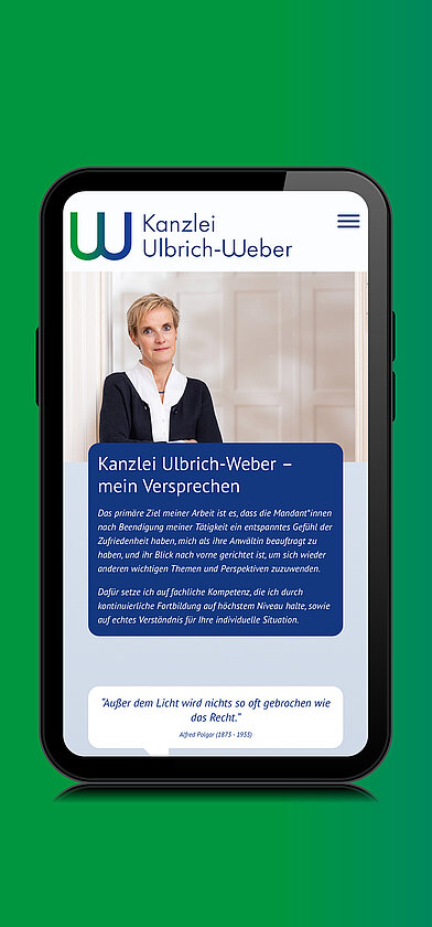 Ulbrich-Weber Startseite auf dem Smartphone