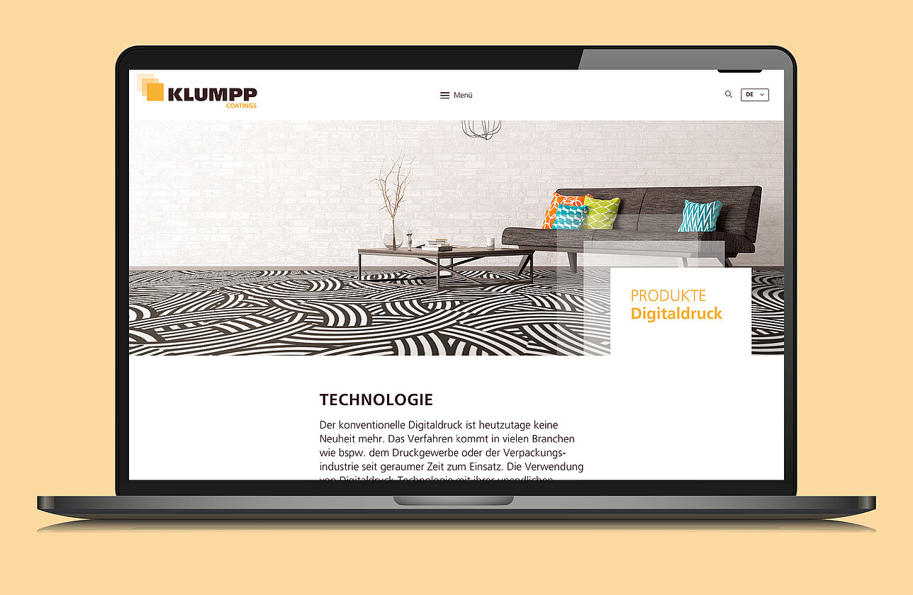 Klumpp Coatings Website Laptop-Ansicht