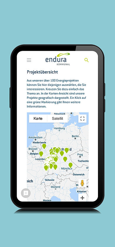 endura Website Karte Smartphone-Ansicht