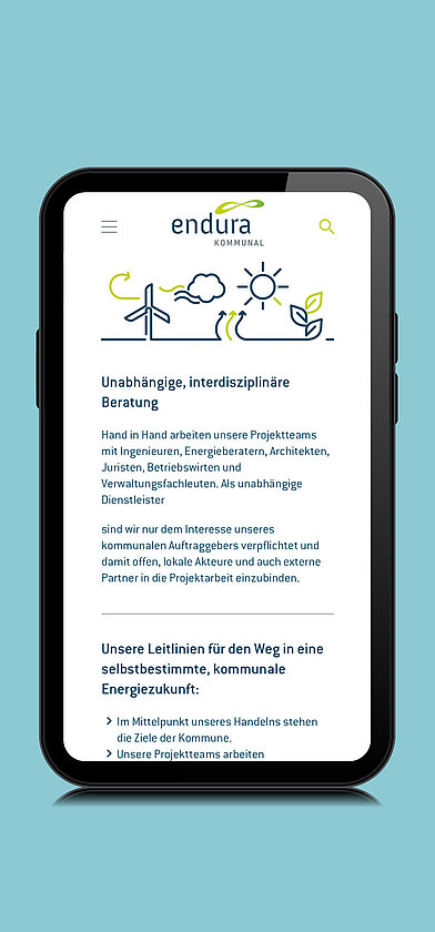 endura Website Smartphone-Ansicht