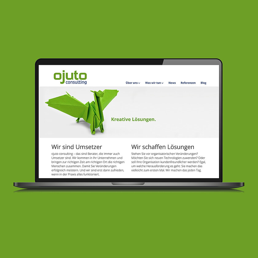 ojuto Website Laptop-Ansicht