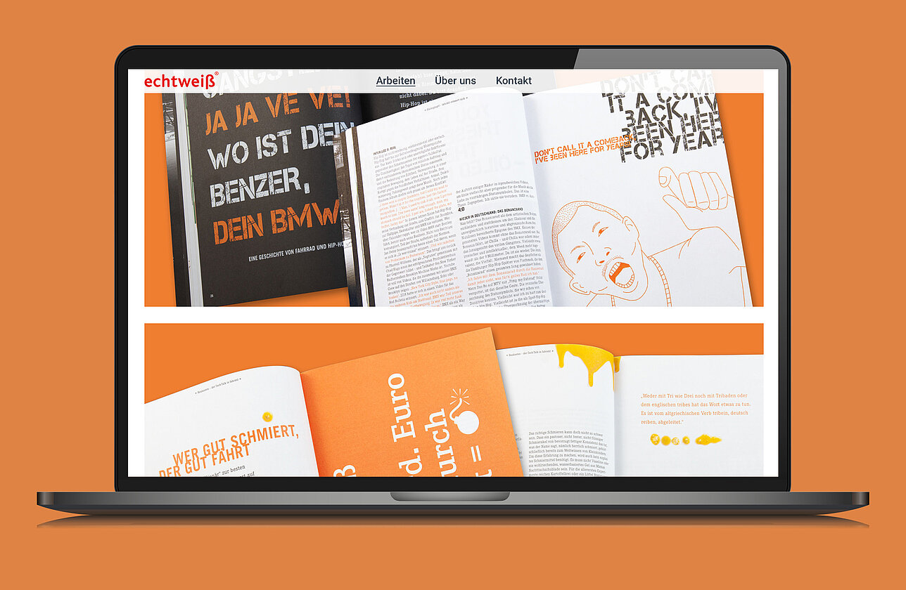 echtweiß Website auf dem Laptop