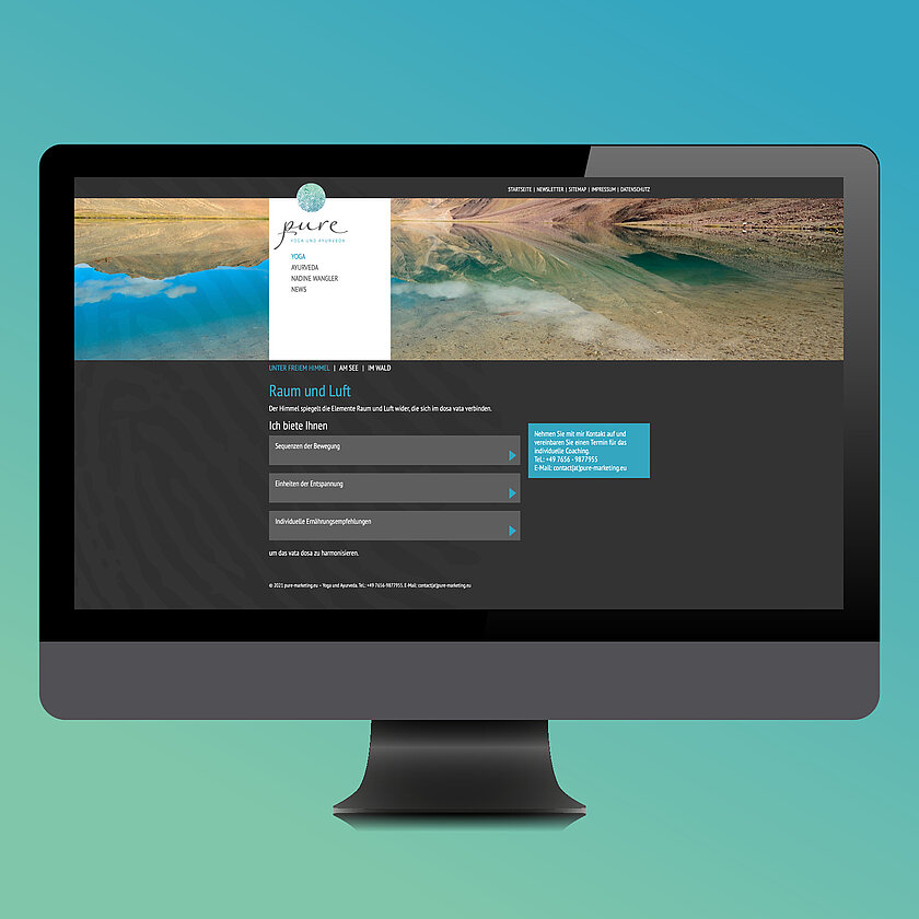 pure Website Desktop-Ansicht