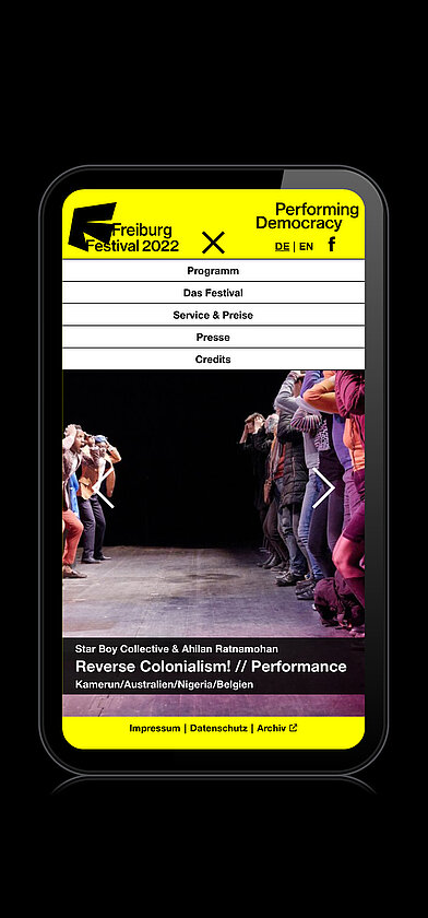 Freiburg Festival 2022 Menü Smartphone