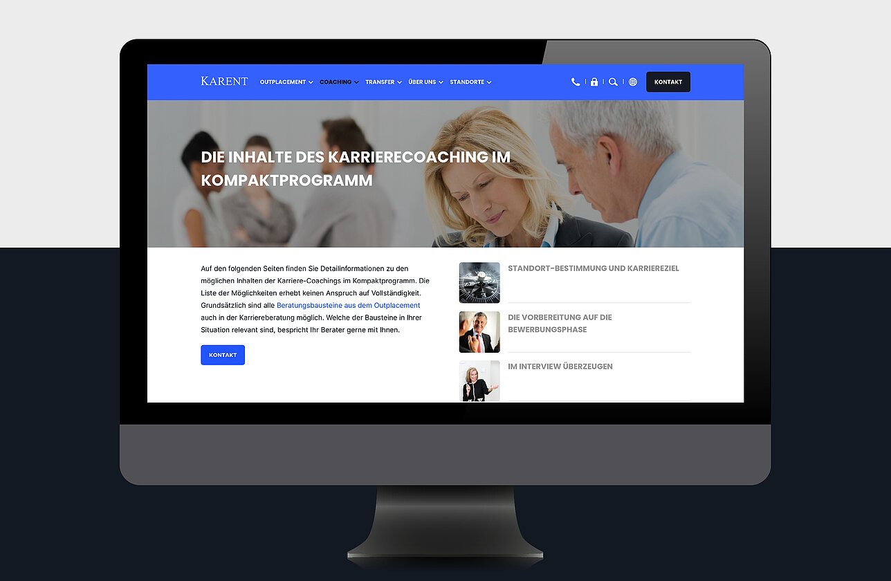 Karent Website Desktop-Ansicht